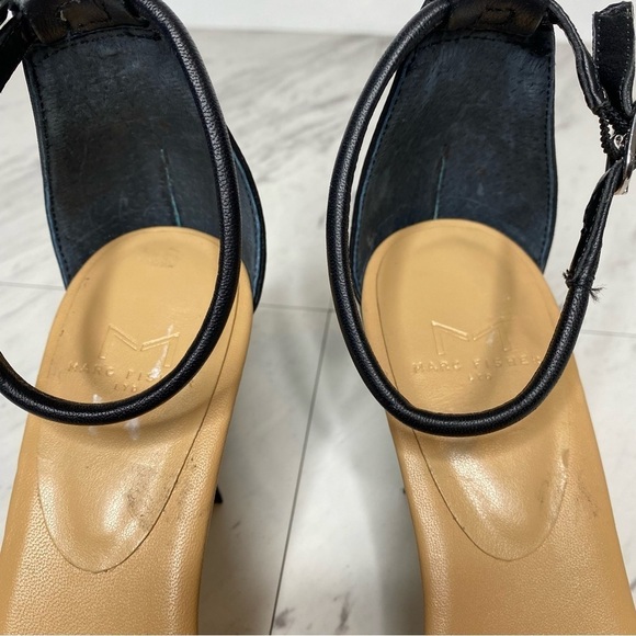 New! Marc Fisher Derine Black Leather Square Toe Heeled Sandal 7 1/2 - Picture 11 of 13